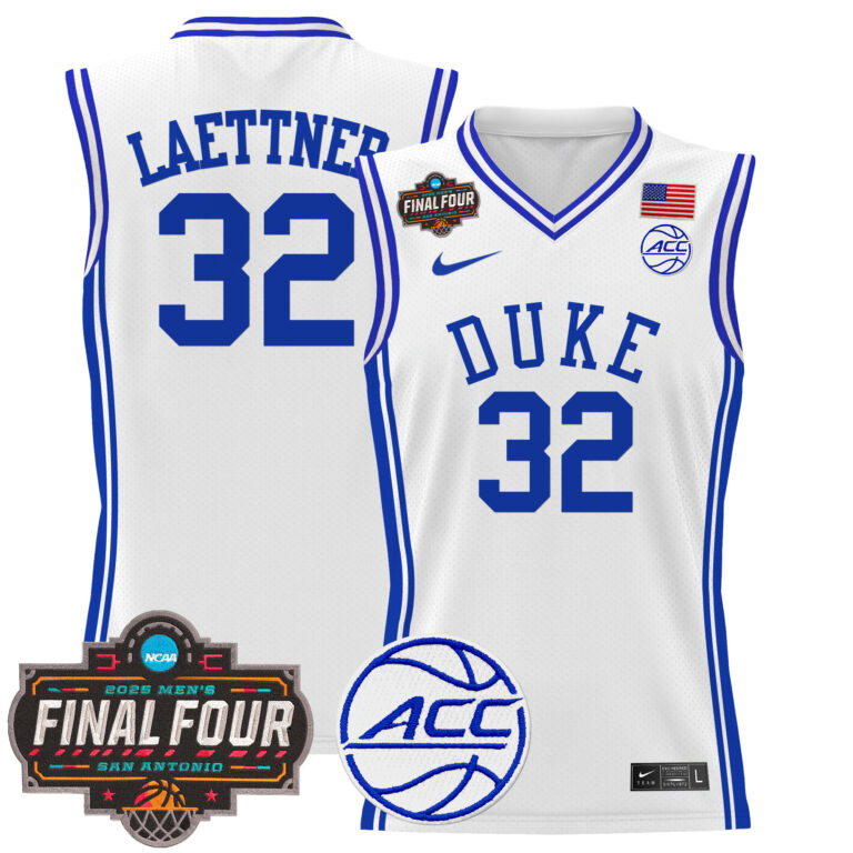 Men Duke Blue Devils #32 Laettner white 2025 Final Four Patch NCAA Jersey